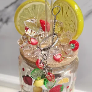 20oz Custom glass tumbler cup with fancy bamboo lid and handle